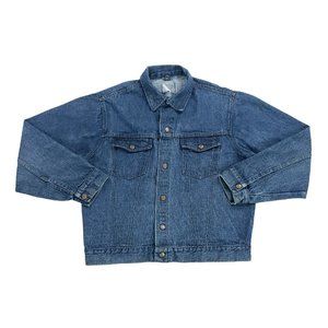 Vintage 60s H Bar C Selvedge Denim Blue Jean Trucker Jacket Size XL? Large?